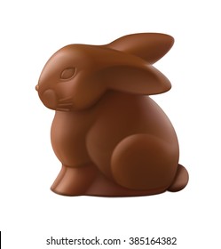 Chocolate Easter Bunny Isolated On White Background. Vector Illustration.