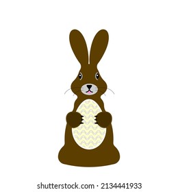 Chocolate Easter bunny on a white background. Vector.