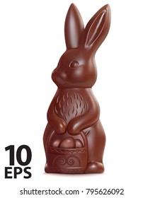 Chocolate Easter Bunny On White. Vector 3d Illustration