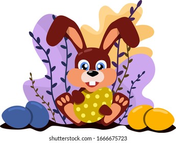 chocolate easter bunny, vector illustration