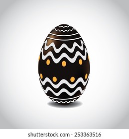 Chocolate Easter egg with fancy designs. EPS 10 Vector royalty free stock illustration for greeting card, marketing, poster, design, blog, invitation, social media