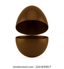 Chocolate Easter egg open surprise box for present traditional sweet treat 3d icon realistic vector illustration. Holiday festive package glossy decorative element for festive gift storage front view