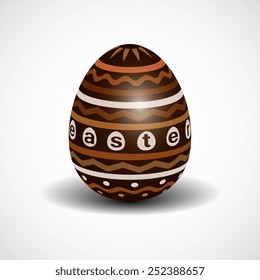 chocolate Easter egg with sign. vector illustration icon