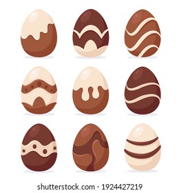 Chocolate Easter eggs. Happy Easter. Easter sweets. Vector illustration