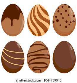 Chocolate Easter eggs set. Vector illustration