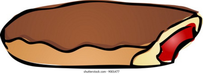 Chocolate eclair donut bitten illustration hand drawn sketch