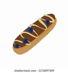 Chocolate eclair icon cartoon vector. Dessert food. Pastry bakery