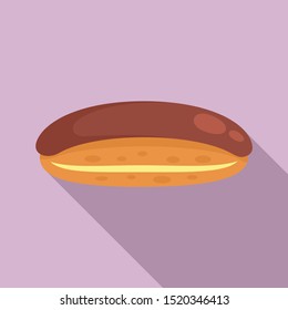 Chocolate eclair icon. Flat illustration of chocolate eclair vector icon for web design