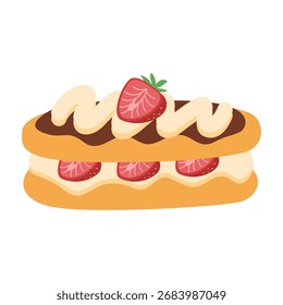 Massa de chocolate Eclair com creme