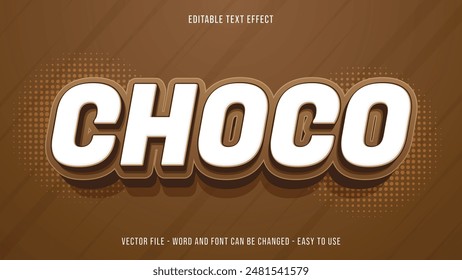 Chocolate editable text effect, editable text 3d style