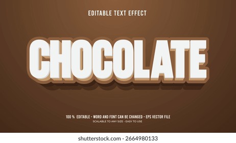 efeito de texto editável de chocolate	texto 3d