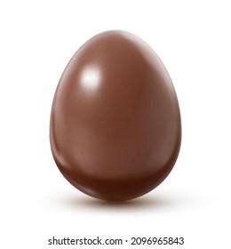 Chocolate egg. Brown easter egg with realistic texture and shadow. Isolated vector Illustration