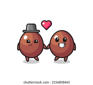 chocolate egg cartoon character couple with fall in love gesture , cute design
