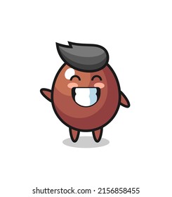 chocolate egg cartoon character doing wave hand gesture , cute design