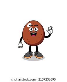 chocolate egg cartoon doing wave hand gesture , character design