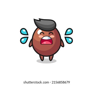 chocolate egg cartoon illustration with crying gesture , cute design