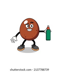 chocolate egg illustration cartoon holding mosquito repellent , character design