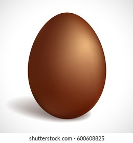 Chocolate egg isolated on white background. Happy Easter concept design. Milk chocolate.