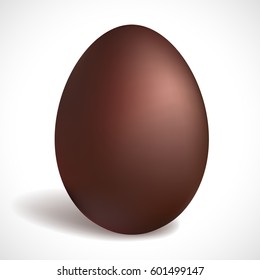 Chocolate Egg Isolated On White Background. Happy Easter Concept Design. Dark Chocolate. 3d Illustration