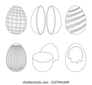 Schokolade Ei einzeln Umriss Symbol. Umrissset Symbol Schokoladenschale. Vektorgrafik-EierÜberraschung auf weißem Hintergrund.