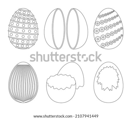 Chocolate egg isolated outline set icon. Outline set icon chocolate shell. Vector illustration egg surprise on white background.