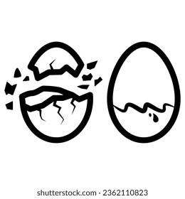 Chocolate egg line icon, Chocolate festival concept, sweet tasty eggshell sign on white background, Broken and cracked chocolate egg icon in outline style for mobile, web. Vector graphics