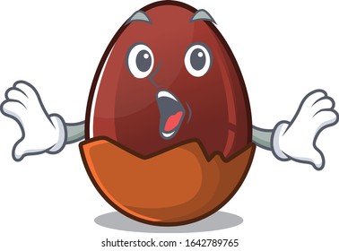 Chocolate egg mascot design concept with a surprised gesture