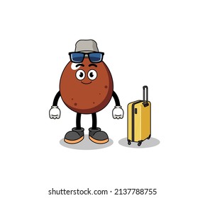 chocolate egg mascot doing vacation , character design