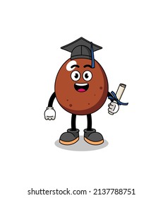 chocolate egg mascot with graduation pose , character design