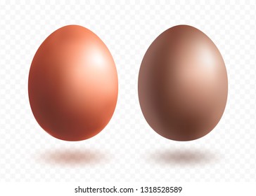 Chocolate egg  mini set with shadows isolated on transparent background. Wealth and religion symbol. Greeting card template. Realistic style. Stock vector illustration for your design