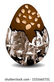 chocolate egg with nuts in a gold wrapper