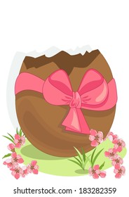 Chocolate Egg with Pink Ribbon 