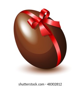 Chocolate egg with a red bow