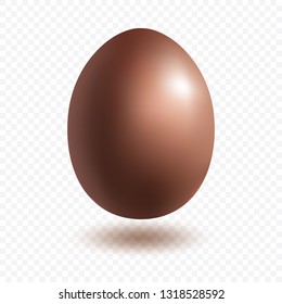 Chocolate egg  with shadow isolated on transparent background. Wealth and religion symbol. Greeting card template. Realistic style. Stock vector illustration for your design