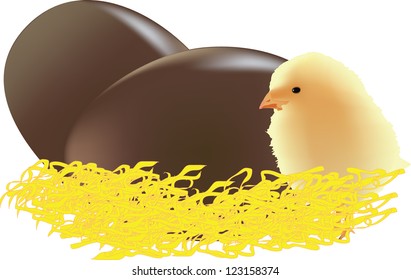 chocolate eggs and bird