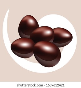 
Chocolate eggs on a beige background. Easter.