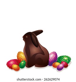 Chocolate eggs and rabbit