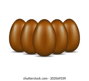 Chocolate eggs standing in formation 