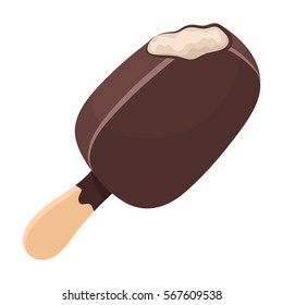 Chocolate eskimo pie icon in cartoon style isolated on white background. Chocolate desserts symbol stock vector illustration.