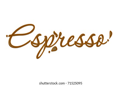 Chocolate espresso text made of chocolate vector design element.