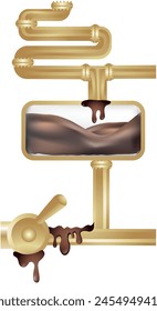 Chocolate factory elements of mechanisms and candies 11. Vector illustration