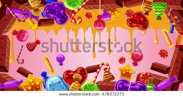 chocolate factory horizontal banner concept. Cartoon\
illustration of chocolate factory, banner horizontal vector for\
web