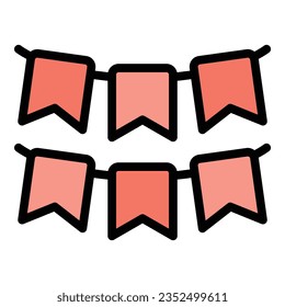 Chocolate festival flags icon outline vector. Egg cake. Candy food color flat