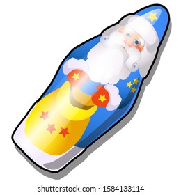 Chocolate figure of Santa Claus isolated on a white background. Vector cartoon close-up illustration