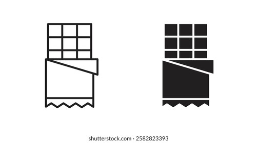 Chocolate filled and outlined icons vectors on white background