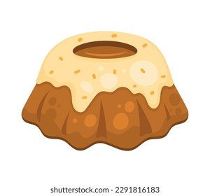 Chocolate flan design over white