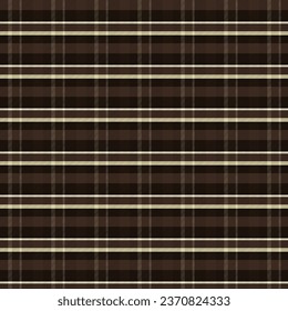 Chocolate flannel seamless pattern.Plaid check tartan repeat pattern with twill weave in dark brown.Vector illustration geometric texture background.