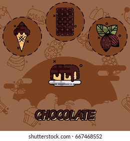 Chocolate flat concept icons