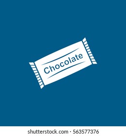 Chocolate Flat Icon On Blue Background