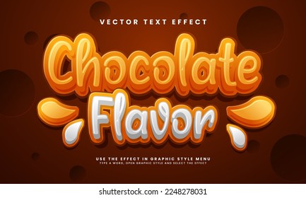 Chocolate flavor 3D editable text effect. Suitable for food product needs.